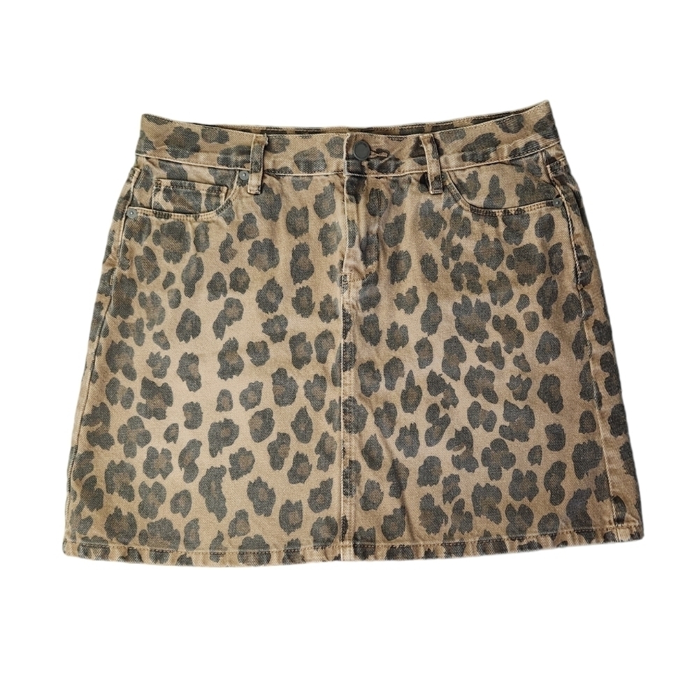 Blank NYC Denim Leopard Mini Skirt Size 28 / M